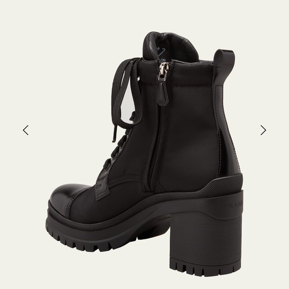 PRADA Brushed Leather and Re-Nylon Laced Booties - Picture 5 of 16